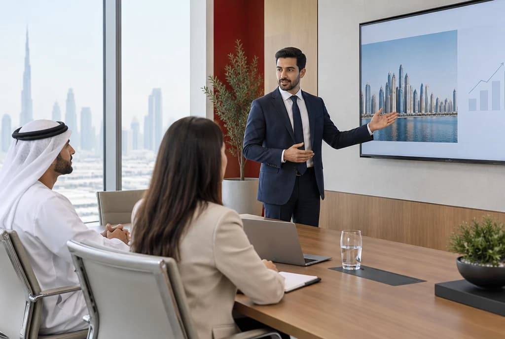 SASA consultant presenting to clients in a boardroom